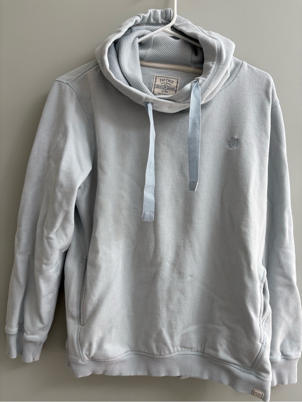 Fat Face Pale Blue Hooded Pullover Sweatshirt